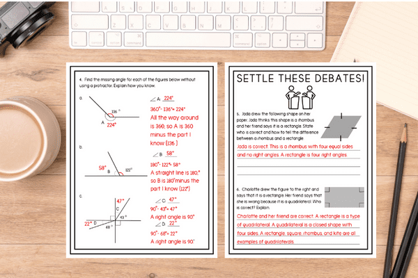 math enrichment answer sheets